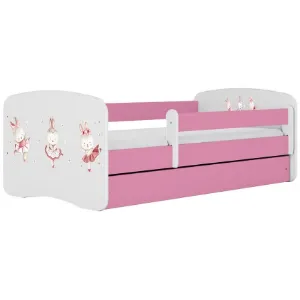 Łóżko dziecięce Babydreams+SZ+M różowy 80x180 tańczące króliczki