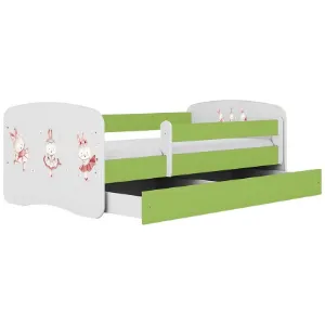 Obrazek Łóżko dziecięce Babydreams+SZ+M zielony 80x180 tańczące króliczki