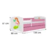 Obrazek Łóżko dziecięce Babydreams+SZ+M różowy 70x140 syrenka