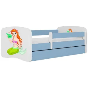 Łóżko dziecięce Babydreams+SZ+M niebieski 80x160 syrenka