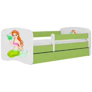 Łóżko dziecięce Babydreams+SZ+M zielony 80x160 syrenka