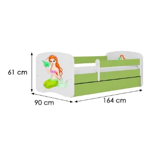 Obrazek Łóżko dziecięce Babydreams+SZ+M zielony 80x160 syrenka