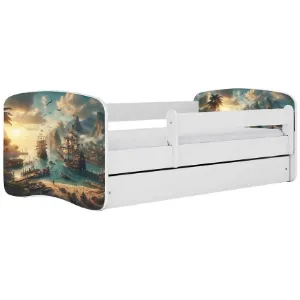 Łóżko dziecięce Babydreams+SZ+M biały 80x160 statek