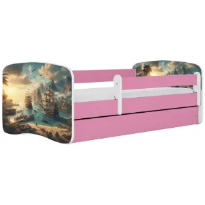 Łóżko dziecięce Babydreams+SZ+M różowy 80x160 statek