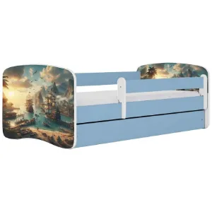 Łóżko dziecięce Babydreams+SZ+M niebieski 80x180 statek