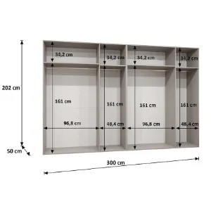 Obrazek Szafa Sandi 3-300 (2x150) biały/złoty