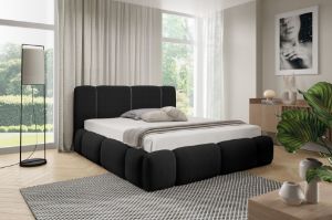 Łóżko tapicerowane Merinno 180x200 czarny bez oświetlenia LED