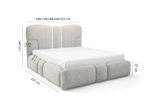 Obrazek Łóżko tapicerowane Ophelio 160x200 szary bez oświetlenia LED