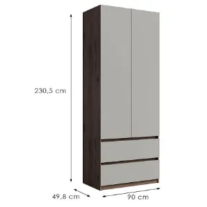 Obrazek Szafa Madison 2D2SZ 22 szary/orzech elegant