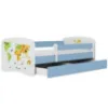 Obrazek Łóżko dziecięce Babydreams+SZ+M niebieski 80x160 mapa