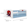 Obrazek Łóżko dziecięce Babydreams+SZ+M niebieski 80x160 Spider-man