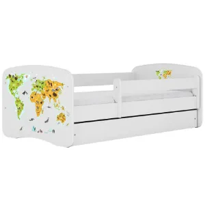 Łóżko dziecięce Babydreams+SZ+M biały 80x180 mapa