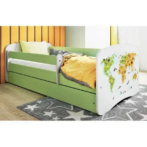 Obrazek Łóżko dziecięce Babydreams+SZ+M zielony 70x140 mapa