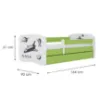 Obrazek Łóżko dziecięce Babydreams+SZ+M zielony 80x160 Nasa