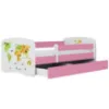 Obrazek Łóżko dziecięce Babydreams+SZ+M różowy 80x160 mapa
