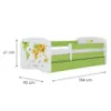 Obrazek Łóżko dziecięce Babydreams+SZ+M zielony 80x180 mapa