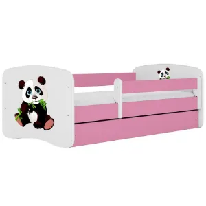 Łóżko dziecięce Babydreams+SZ+M różowy 80x160 panda 2