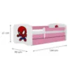 Obrazek Łóżko dziecięce Babydreams+SZ+M różowy 80x160 Spider-man