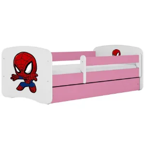 Łóżko dziecięce Babydreams+SZ+M różowy 80x180 Spider-man