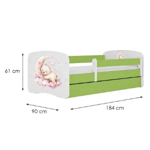 Obrazek Łóżko dziecięce Babydreams+SZ+M zielony 80x180 sen
