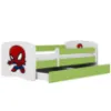 Obrazek Łóżko dziecięce Babydreams+SZ+M zielony 80x180 Spider-man