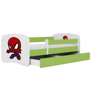 Obrazek Łóżko dziecięce Babydreams+SZ+M zielony 80x180 Spider-man