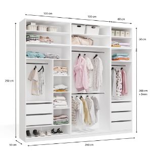 Obrazek Garderoba z nadstawkami Aprire 260 cm biały