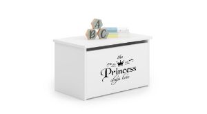 Obrazek Skrzynia na zabawki Daria biała z nadrukiem Princess