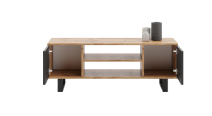 Obrazek Szafka RTV 155 cm loft dąb craft złoty - czarny