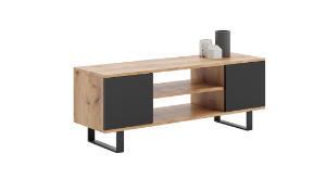 Obrazek Szafka RTV 155 cm loft dąb craft złoty - czarny