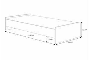 Obrazek Łóżko młodzieżowe KARO 200x90 - Białe