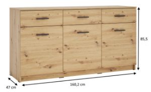 Obrazek Komoda trzydrzwiowa z szufladami Alfa 3D3S Typ 4 dąb artisan