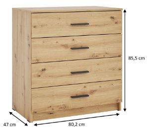 Obrazek Komoda wąska z szufladami Alfa 4S Typ 3 dąb artisan