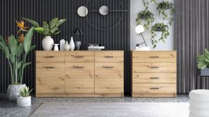 Obrazek Komoda wąska z szufladami Alfa 4S Typ 3 dąb artisan