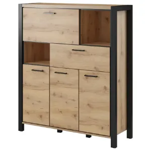 Obrazek Komoda Wysoka 3d1s1k Aktiv 46 Dąb Taurus/Czarny