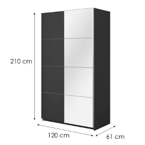 Obrazek Szafa 120cm Beta 54  Czarny/Lustra
