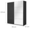Obrazek Szafa 200cm Beta 57  Czarny/Lustra